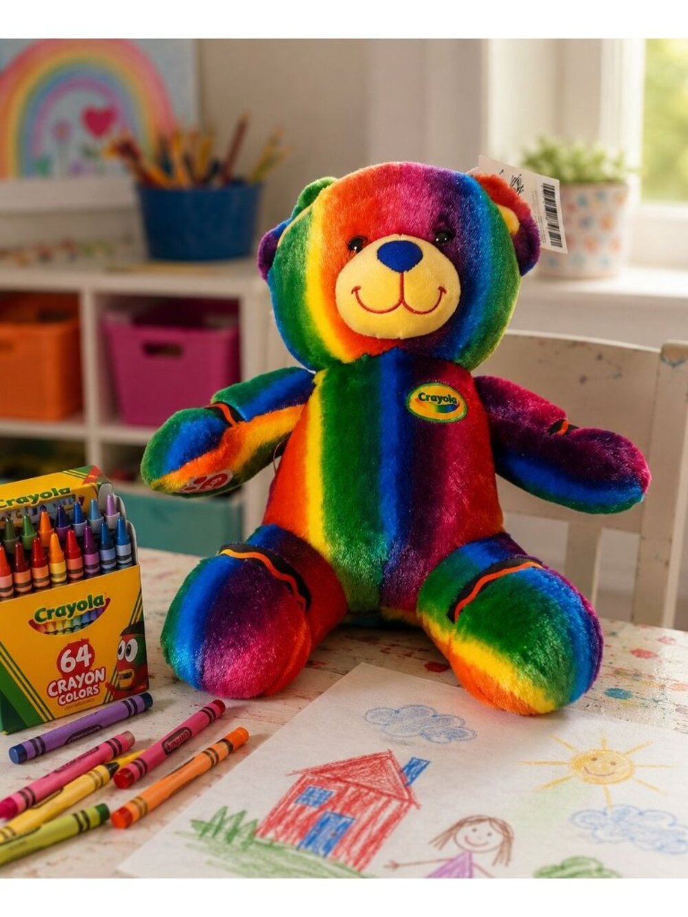 Build-A-Bear Workshop Crayola Rainbow Bear Plush 16" Colorful Teddy Adult Owned